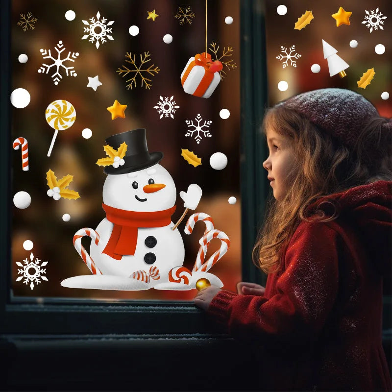 Christmas Window Stickers Santa Snowman Static Glass Decals Holiday Window Stickers Babs