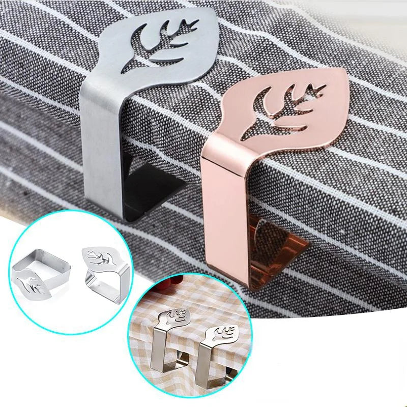 4Pcs Stainless Steel Leaf Tablecloth Clips – BBQ & Wedding Tablecloth Clips Babs