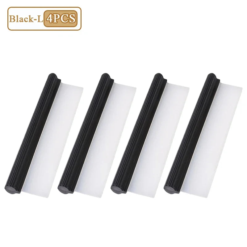 Silicone Car Window Squeegee Wiper Blade Scraper 1/2/4 PCS Car Window Squeegee Babs Black-L-4PCS