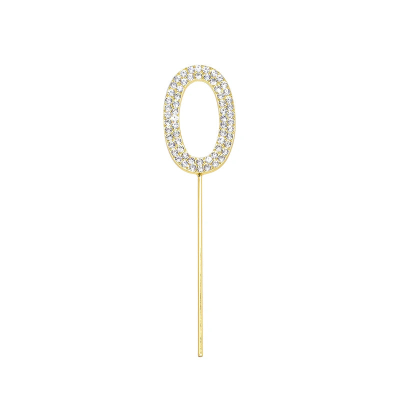 Glitter Rhinestone Number Cake Topper – Gold & Silver Decor Cake Topper Babs gold 0