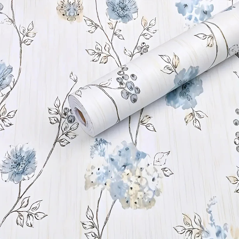 Vintage Blue Floral Peel & Stick Wallpaper – Waterproof Contact Paper Peel & Stick Wallpaper Babs Blue Floral 1mx45cm