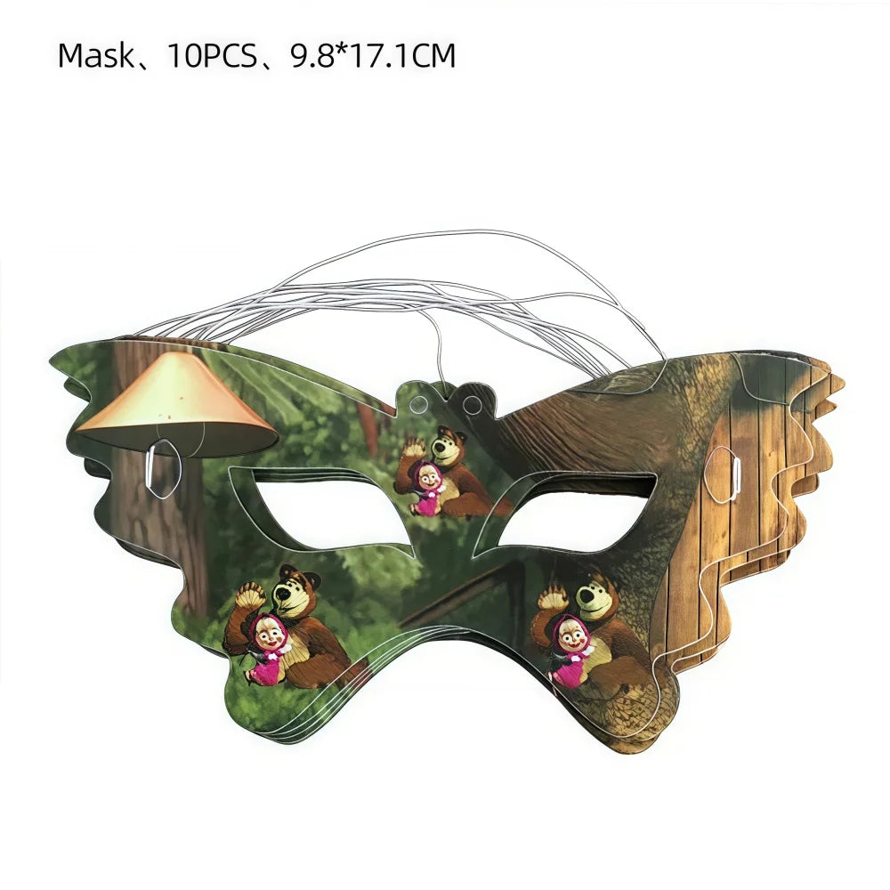 Bear Theme Kids Birthday Party Kit – Plates, Cups & Balloons Party Tableware Kit Babs 10pcs Masks others