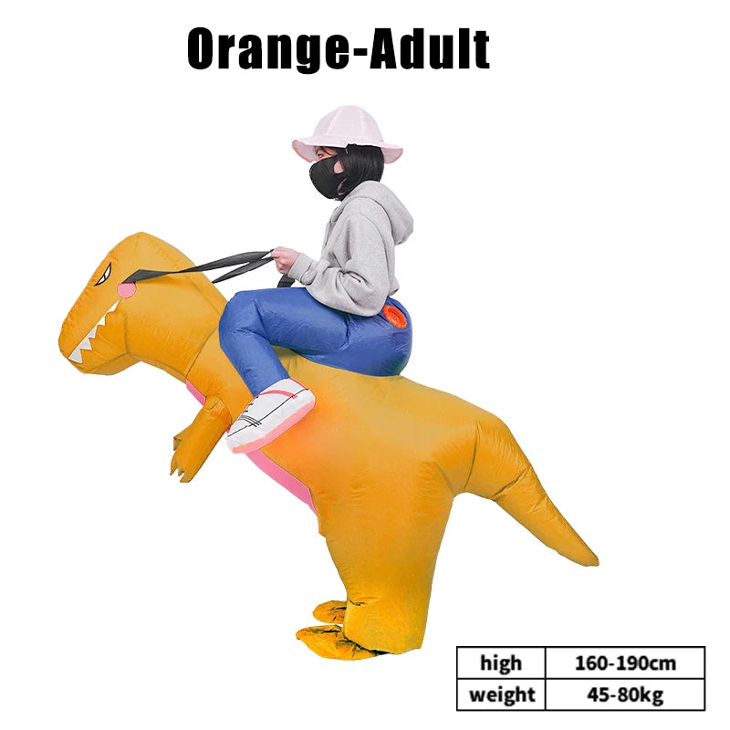 Inflatable T-Rex Dinosaur Costume for Kids & Adults | Halloween Inflatable Costume Babs Orange Adult