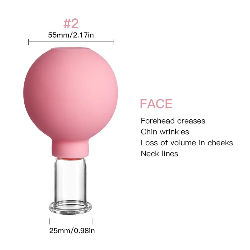 Vacuum Cupping Massage Cups – Face & Body Skin Lifting Tool Cupping Massage Tool Babs Pink-2.5cm
