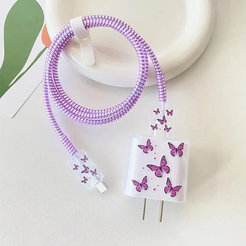 USB Charger & Cable Protector Set – Cute Heart TPU Cover Cable Protector Set Babs A23