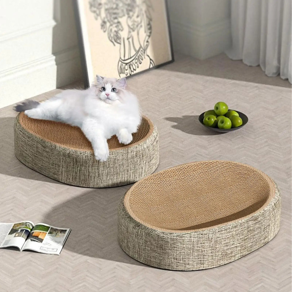Oval Sisal Cat Scratch Pad & Sleeping Bed – 2 Sizes Cat Scratch Bed Babs