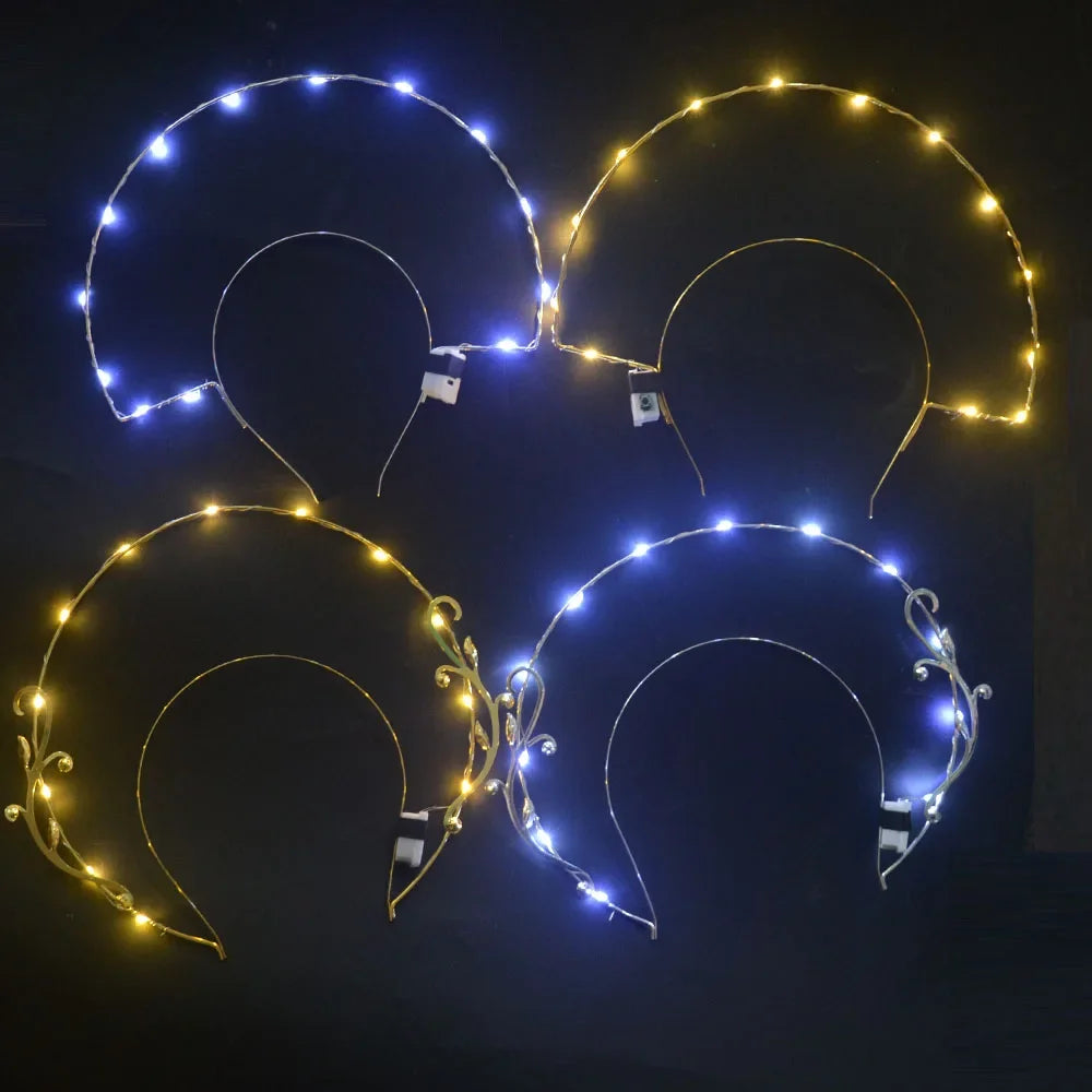 10-Pack LED Flashing Halo Crown Headbands – Mixed Colors LED Crown Headband Babs