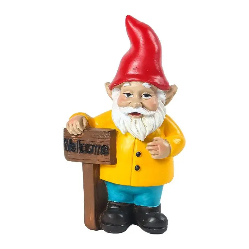 10pc Mini Resin Gnome & Dwarf Animal Garden Figurines Set Garden Figurine Set Babs