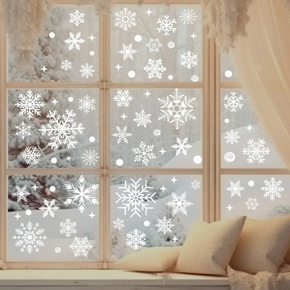 Christmas Window Clings – Santa & Snowman Holiday Stickers Window Clings Babs