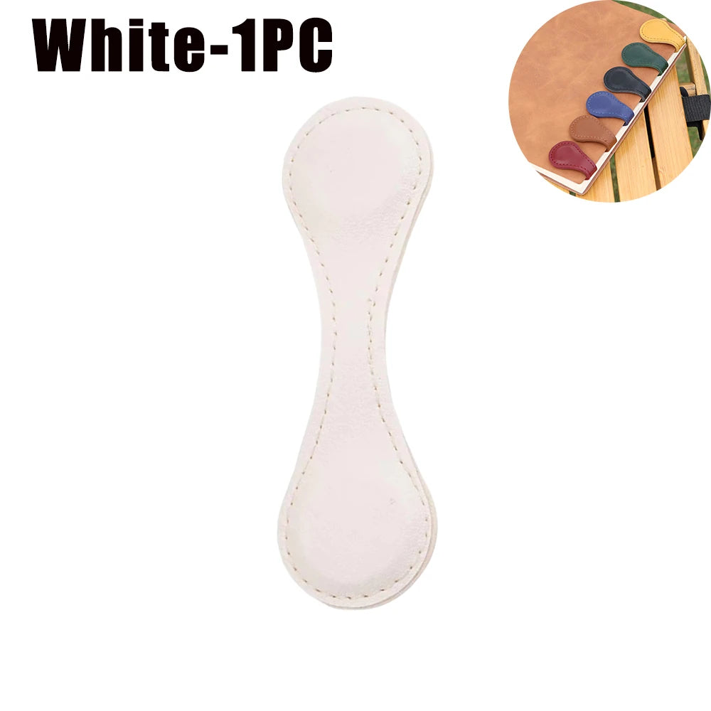 Vintage PU Leather Magnetic Bookmark – Handmade Double-Sided Decorative Bookmark Babs White-1PC