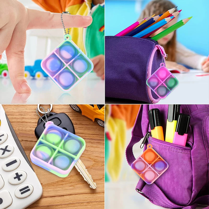 Pop Fidget Toy Keychains 10/20 Pcs – Kids Party Favors Fidget Toy Keychain Babs