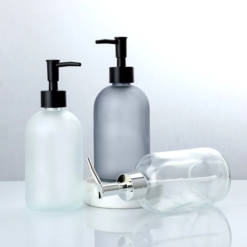 Glass Soap Dispenser Bottle 410ml – Refillable Press Pump Soap Dispenser Bottle Babs