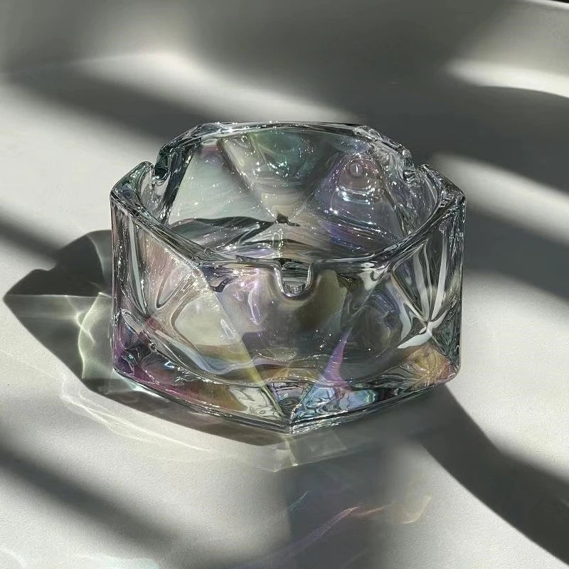 Crystal Glass Ashtray – Light Luxury Water Chestnut Design Glass Ashtray Babs D