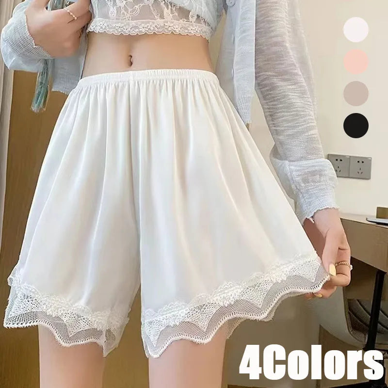 Women's Lace Trim Safety Shorts – Seamless Summer Lounge Wear Women's Safety Shorts Babs