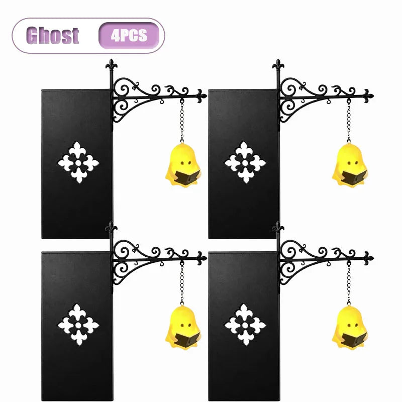 LED Pumpkin Lantern | Halloween Bookshelf Table Décor 1–5 Pcs Decorative LED Lantern Babs Ghost-4PCS