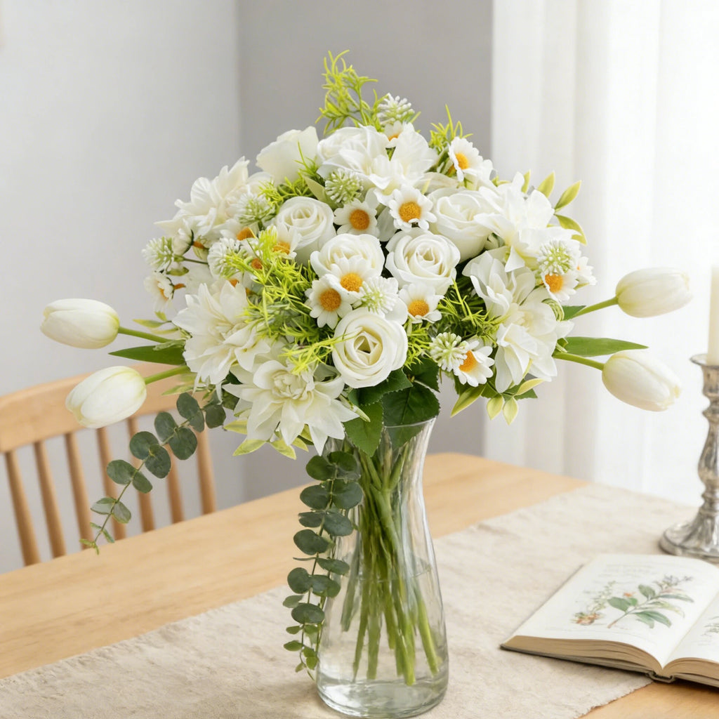 Silk Dahlia Artificial Flowers Bouquet – Wedding & Home Decor Artificial Flower Bouquet Babs