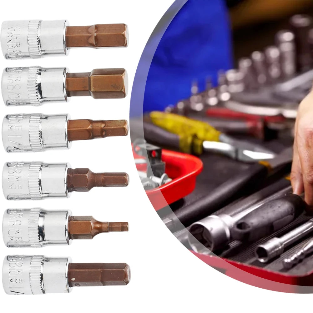6-Piece 1/4" Hex Screwdriver Bit Set H3-H8 | Chrome Vanadium Steel Screwdriver Bit Set Babs