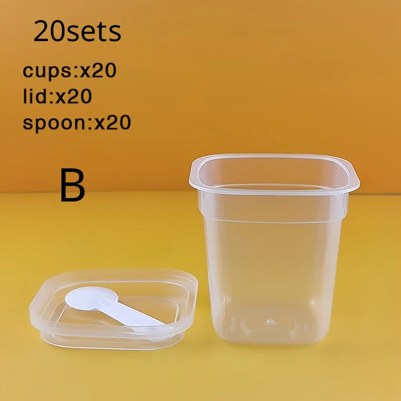 20-Set Clear Dessert Cups with Lids & Spoons – Reusable Dessert Cup Set Babs B