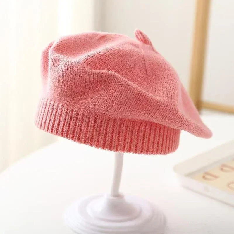 Kids Korean Candy Color Knitted Beret – Boys & Girls 1–3Y Kids Knitted Beret Babs Pink 3PCS