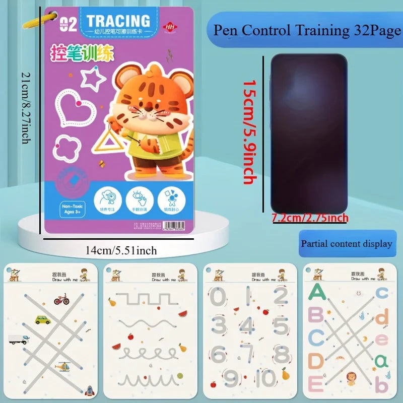 32-Page Reusable Magic Practice Notebook – Kids Writing Set Kids Practice Notebook Babs