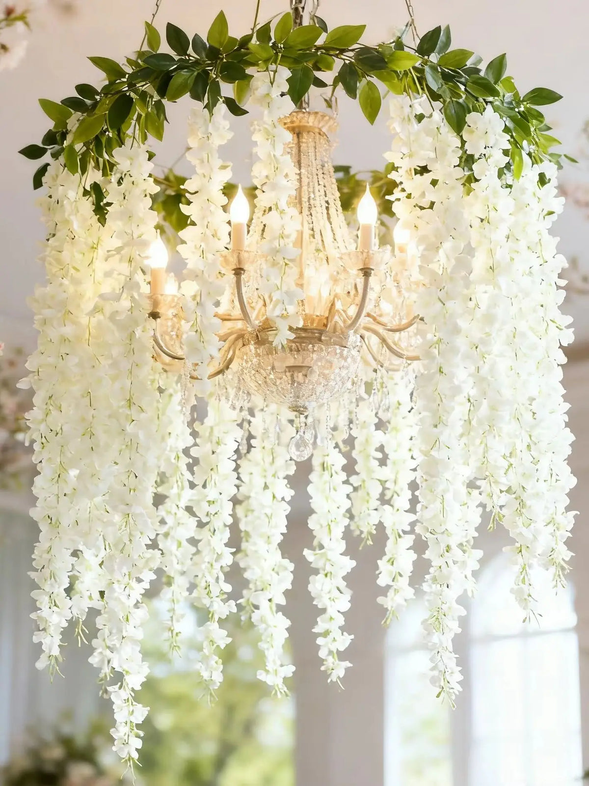 12 Silk Wisteria Hanging Vines – Wedding & Home Floral Décor Artificial Floral Vines Babs