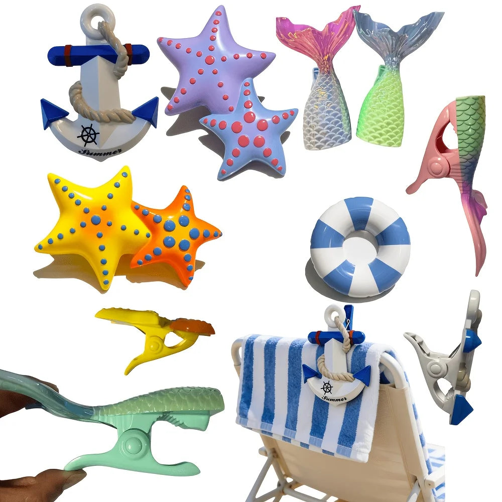 Windproof Beach Towel Clips for Chairs, Racks & Patio Beach Towel Clips Babs