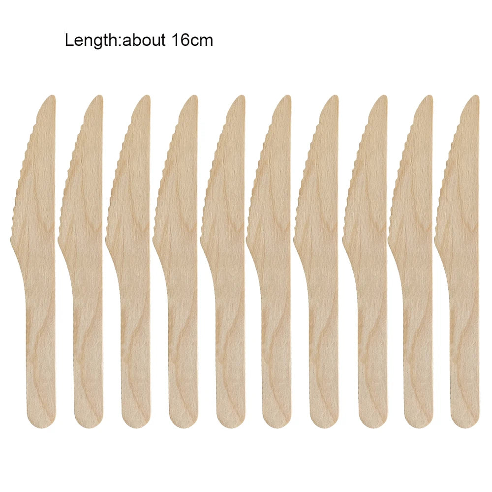 Disposable Wooden Cutlery Set 60/120/360 Pcs – Knife Fork Spoon Disposable Cutlery Set Babs Knife 360pcs