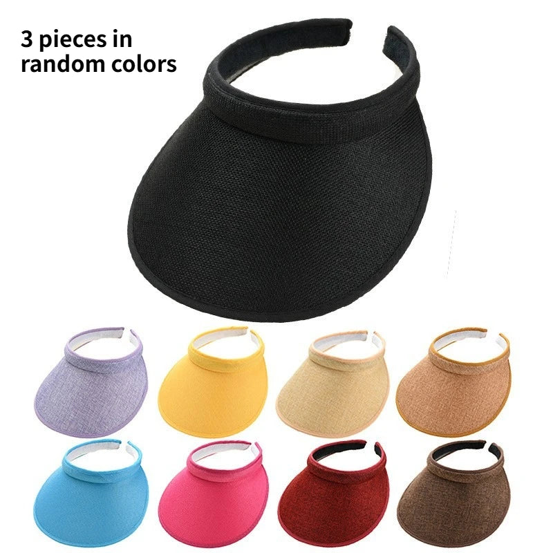 3-Pack Open-Top Sun Hat – Breathable Headband Style UV Hat Sun Protection Hat Babs