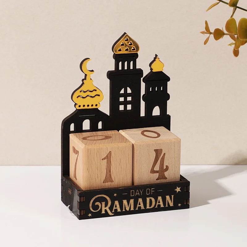 Ramadan Countdown Calendar Wooden Blocks – Eid Mubarak Decor Wooden Countdown Calendar Babs
