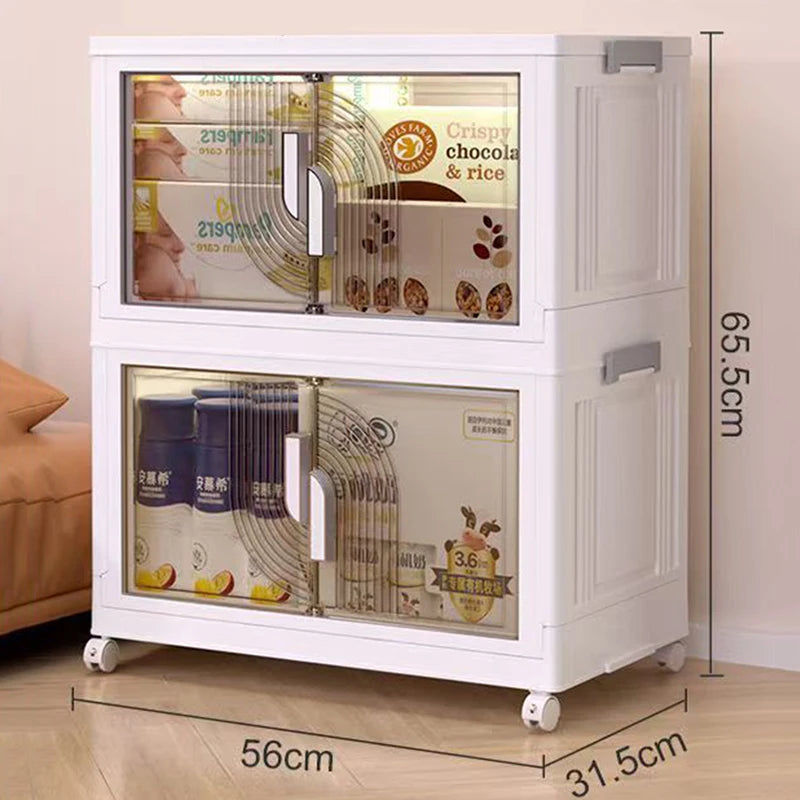 Folding Transparent Storage Box with Lid – 56cm Organizer Folding Storage Box Babs 2 Layer
