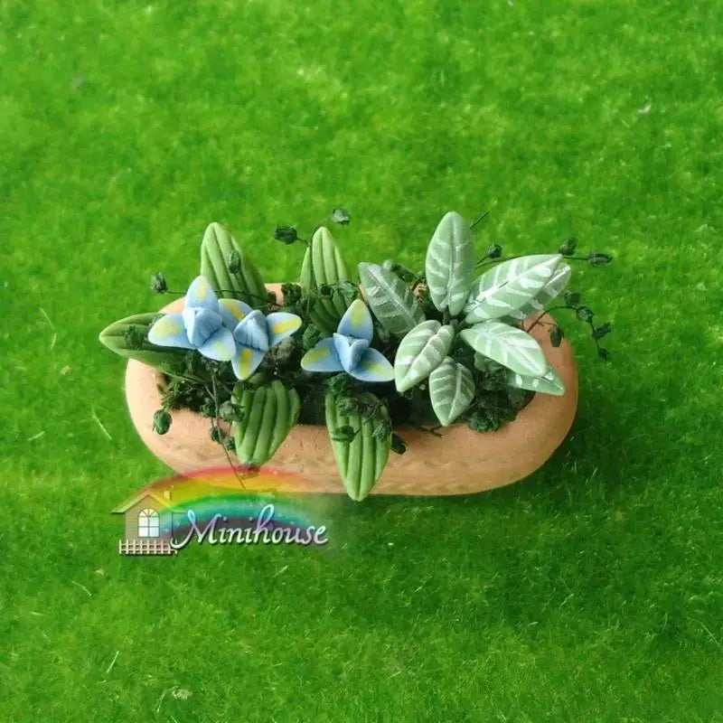 1:12 Miniature Clay Orchid Potted Plant – Dollhouse Décor Miniature Collectible Decor Babs