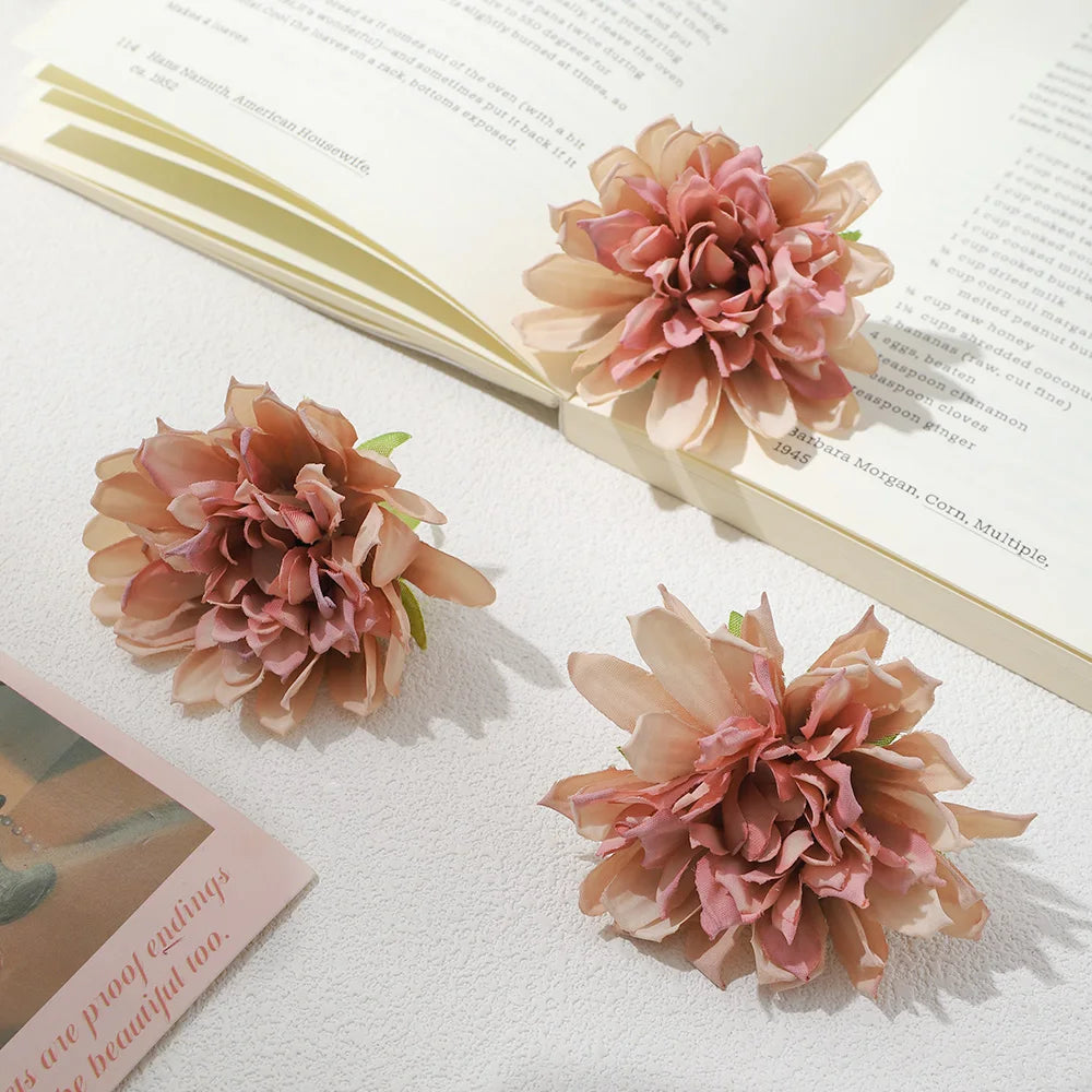 Artificial Silk Peony Flower Heads for Wedding & DIY Décor Artificial Flower Heads Babs Pink Yellow 5Pcs