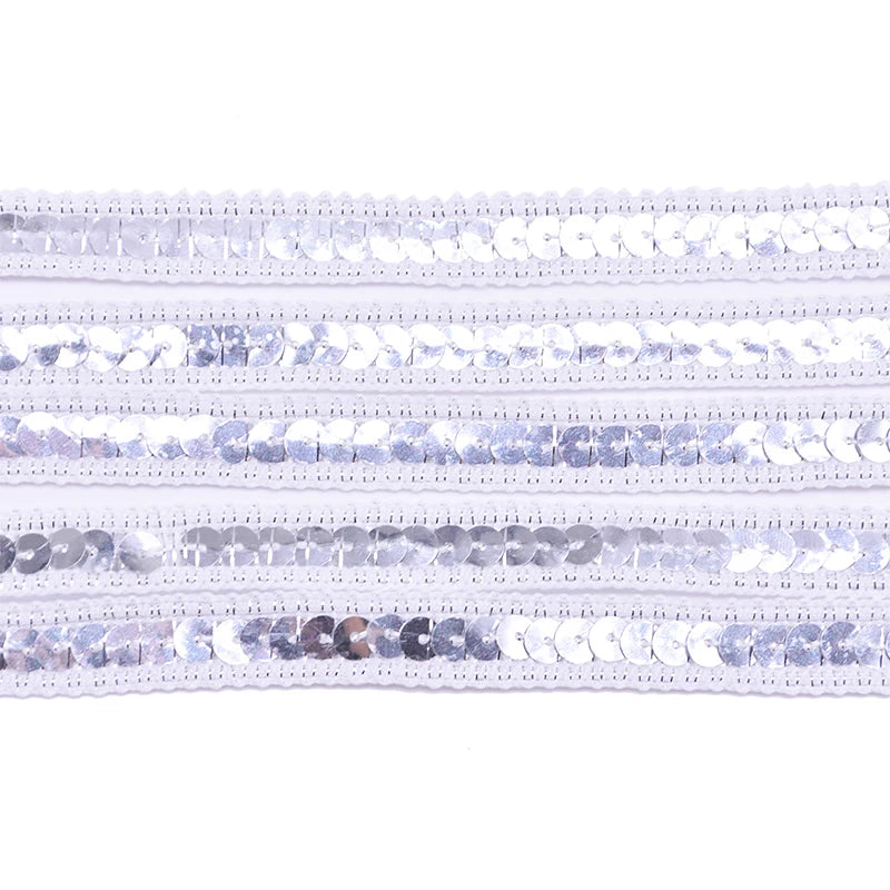 5M Sequin Ribbon Lace Trim 12mm – Bridal DIY Sewing Craft Sequin Lace Trim Babs B02 5M