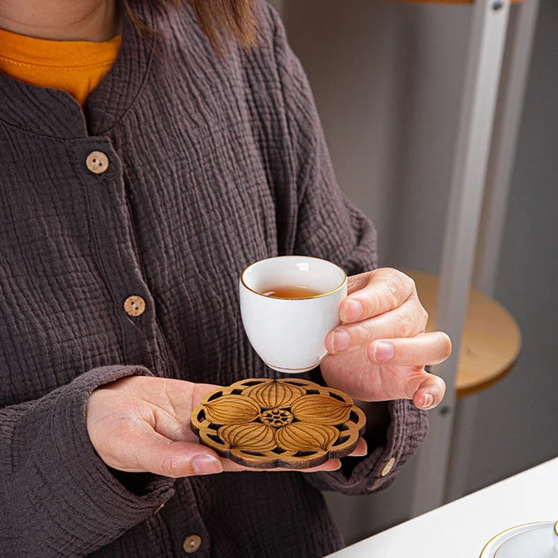 Bamboo Lotus Root Round Coaster – Eco-Friendly Table Mat Bamboo Coaster Babs