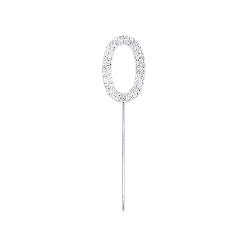 Glitter Rhinestone Number Cake Topper – Gold & Silver Decor Cake Topper Babs silver 0