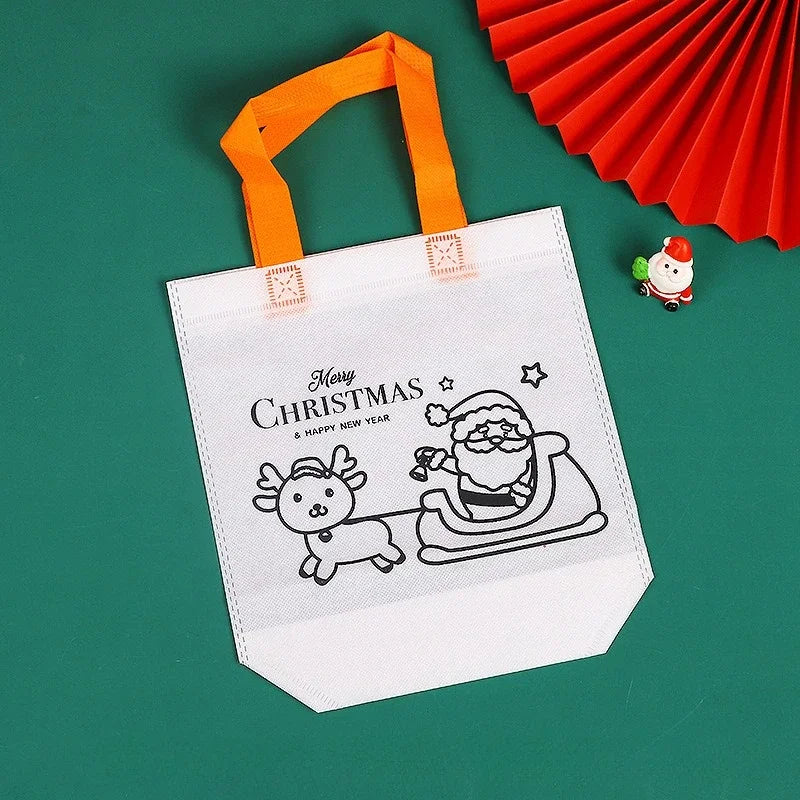 Kids DIY Coloring Graffiti Bag with Markers – Creative Gift Kids Craft Gift Set Babs Santa 10PCS
