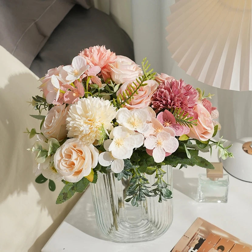 Silk Rose Artificial Flower Bouquet – Wedding & Home Decor Artificial Flower Bouquet Babs