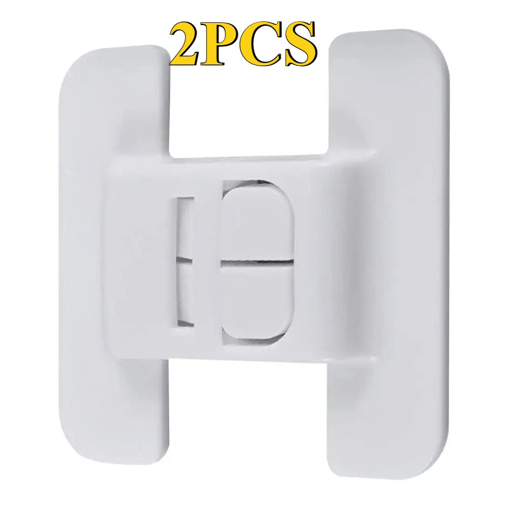 2-Pack Fridge Door Lock Self-Adhesive Child Safety Buckle Fridge Safety Lock Babs WHITE