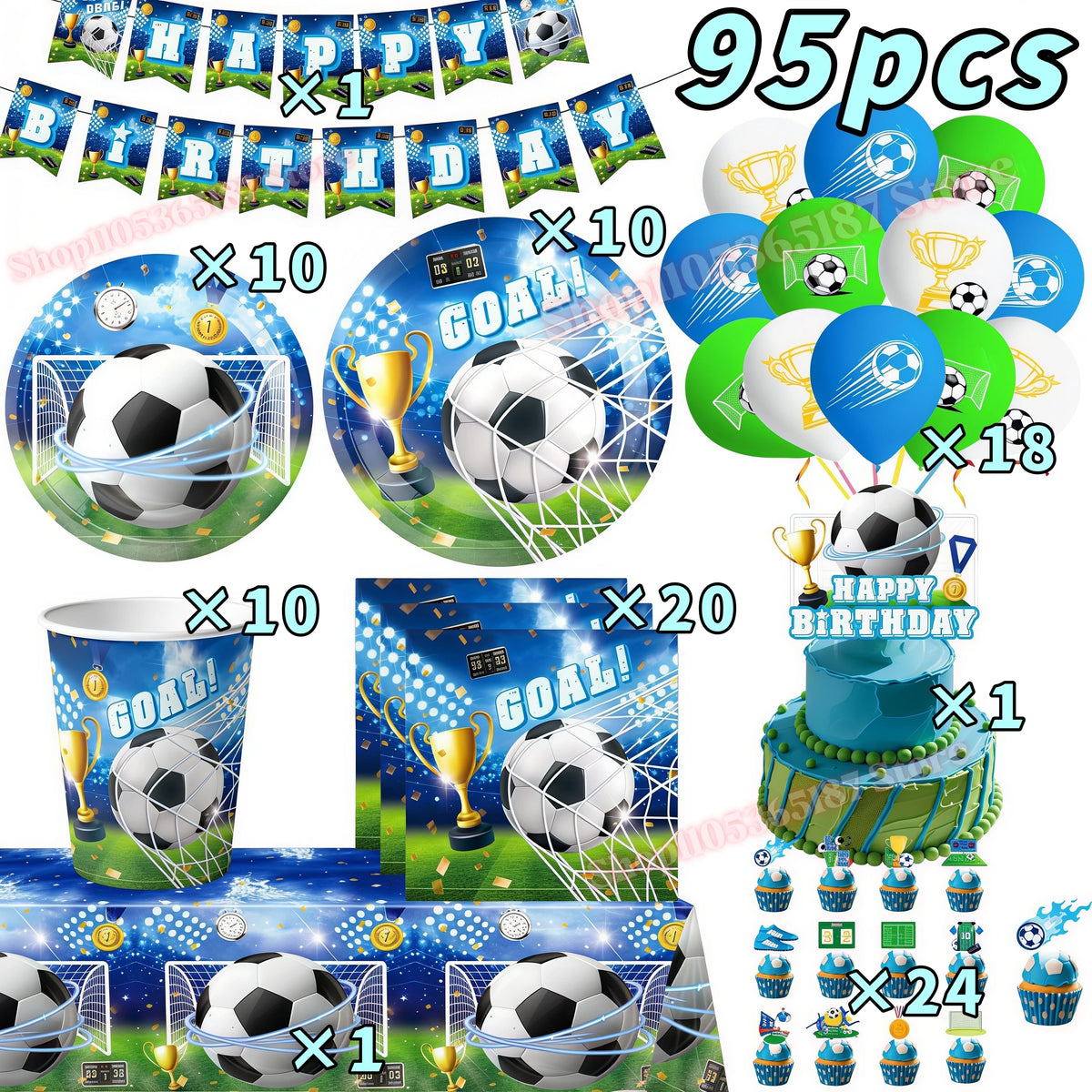 Soccer Football Birthday Party Decoration Set – Complete Kit Party Decoration Set Babs 95pcs others