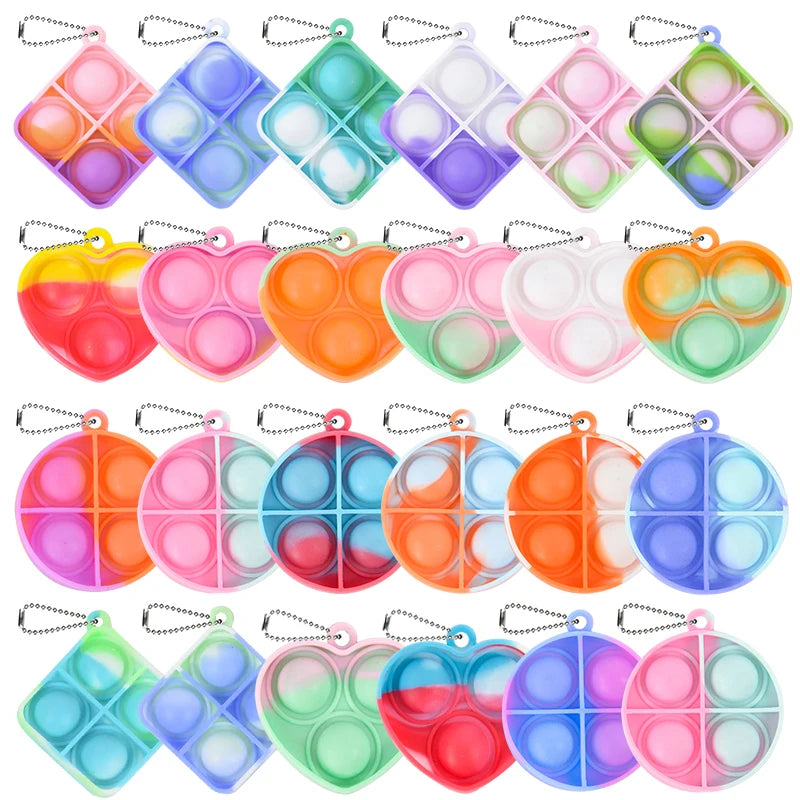 Pop Fidget Toy Keychains 10/20 Pcs – Kids Party Favors Fidget Toy Keychain Babs Mix 20pcs
