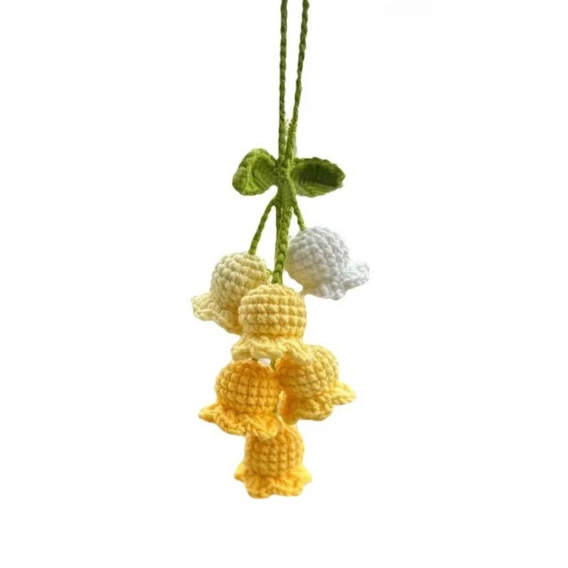 Handmade Knitted Lily of the Valley Flower Bag Pendant Knitted Bag Charm Babs