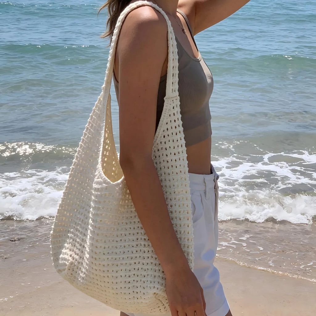 Bohemian Crochet Shoulder Bag – Large Woven Tote for Women Crochet Shoulder Bag Babs