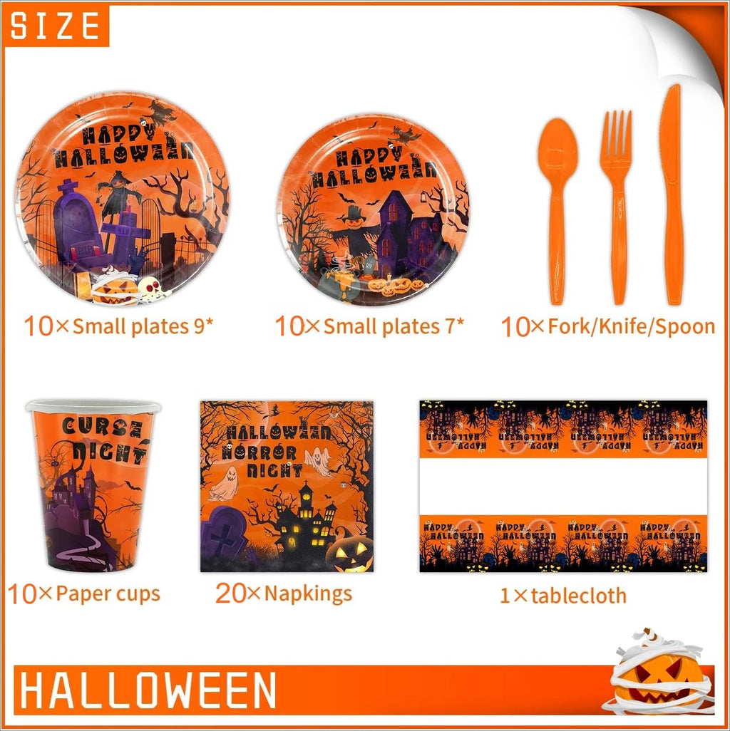 Halloween Disposable Tableware Set – Plates, Cups & More Disposable Tableware Set Babs