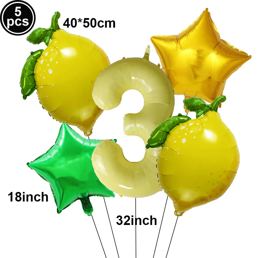 Lemon Foil Balloon Set with 32" Number Balloons – Party Decor Foil Balloon Set Babs black as show