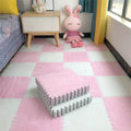 Soft Plush Baby Play Mat – EVA Foam Interlocking Puzzle Tiles Baby Play Mat Babs White-Pink 8PCS