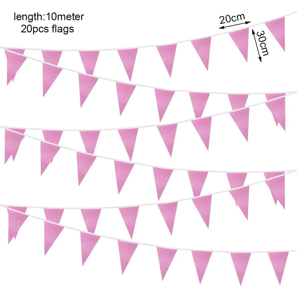 Red Triangle Pennant Bunting Banner – Waterproof Party Flags Party Bunting Banner Babs pink 10m 20pcs