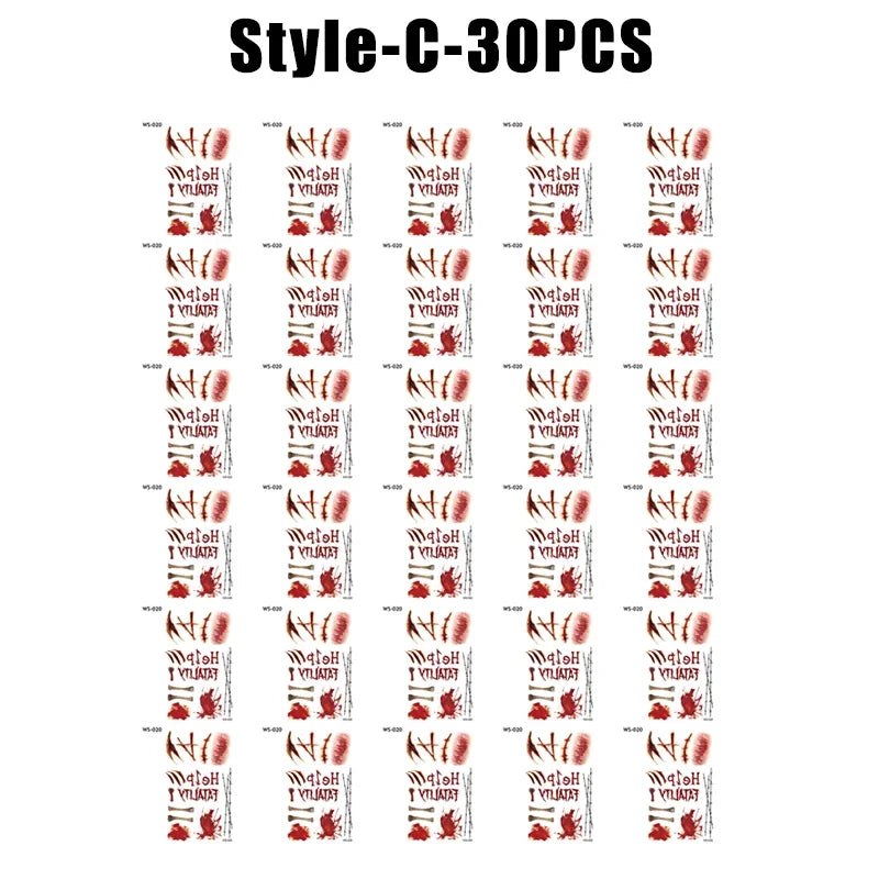 Halloween Wound Temporary Tattoos – Realistic Blood FX Costume Temporary Tattoo Babs C-30PCS