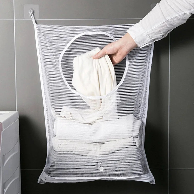 Folding Wall Hanging Laundry Sorting Basket – Mesh Bag & Hook Laundry Sorting Basket Babs