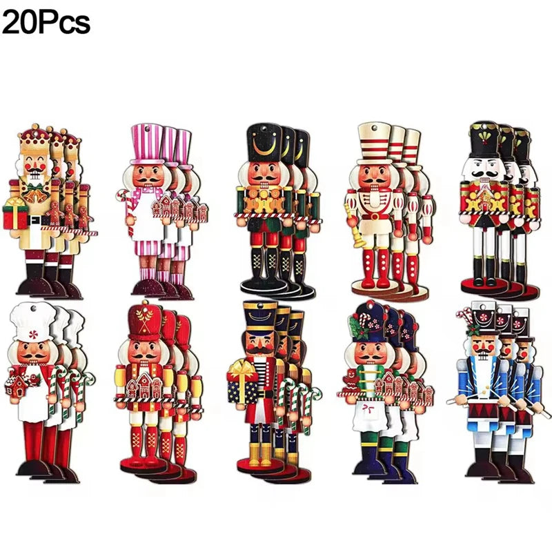 20Pcs Wooden Nutcracker Soldier Christmas Tree Ornaments Christmas Tree Ornaments Babs 20pcs