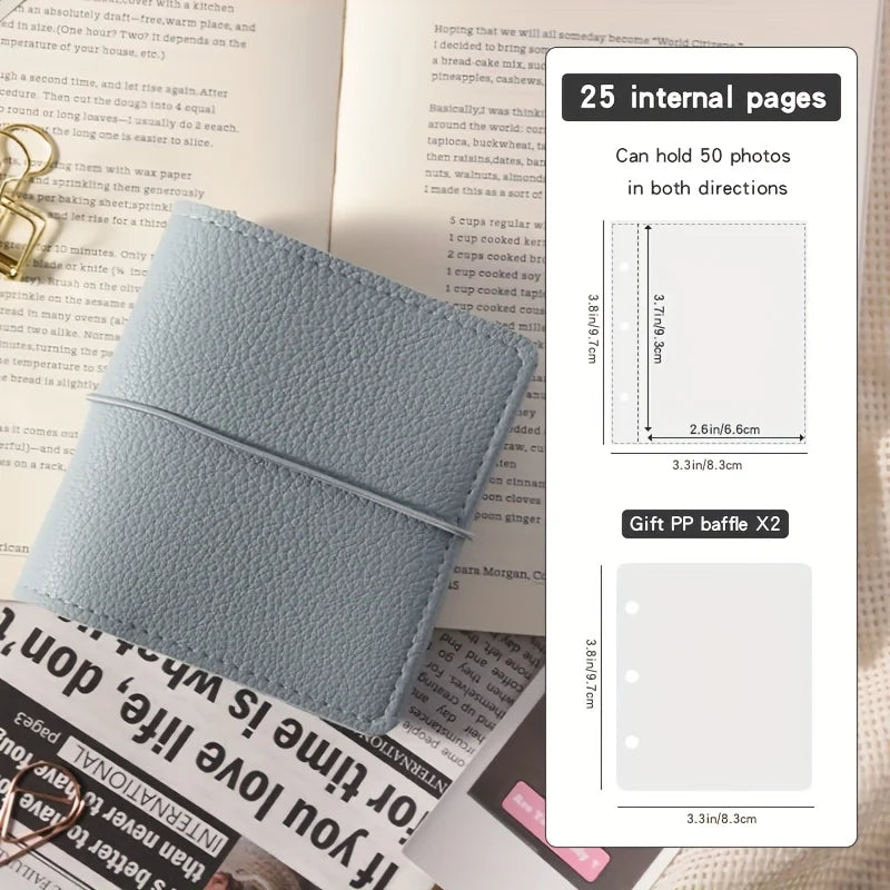 Mini Soft Leather Pocket Photo Album – 25 Sheets, 50 Pages Mini Photo Album Babs Blue